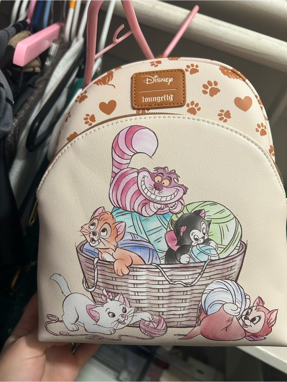 Disney Mini Backpack in Cream and Tan with Paw Print Accents - Picture 1 of 4